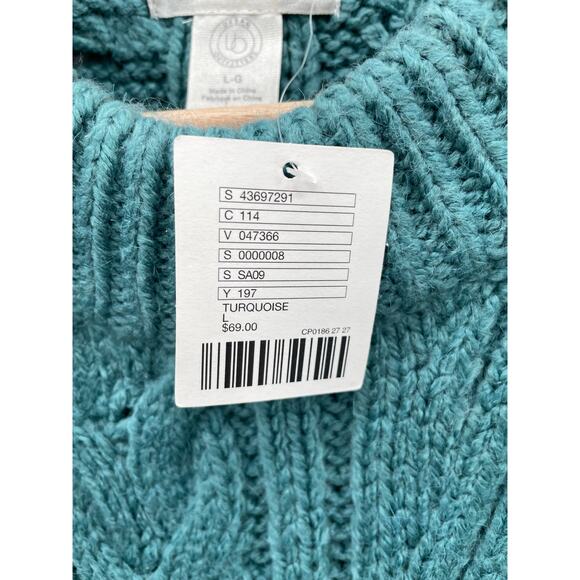 Urban Outfitters NWT Teal Cold Shoulder Cable Knit Sweater L - Picture 7 of 10